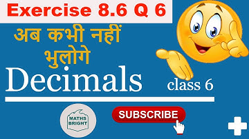 Exercise 8.6 Question 6 solution | Class 6 NCERT Maths | chapter 8 DECIMALS  Subtract | MATHS BRIGHT