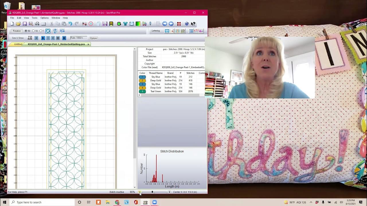 How to adjust the width of a quilt design using Sew What Pro Software