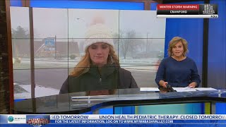 Shelby Reilly's live report on weather conditions in downtown Terre Haute near 3rd Street