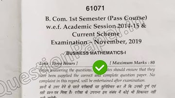 2019 Mdu BCom Pass 1st Sem Business Mathematics Question Paper