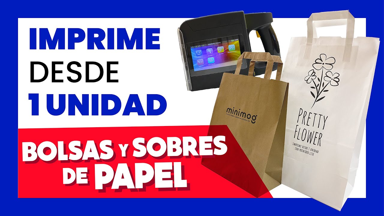 Cumplido Injusto A rayas ☑️ IMPRESORA DE BOLSAS de papel desde 1 unidad¡ Impresora de mano para  PACKAGING Printbox Lite - YouTube