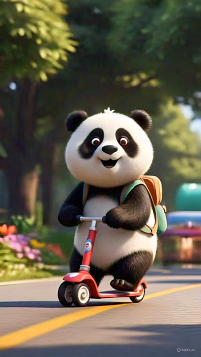Cute panda video 🐼🐼  || scooter 🛴 riding || #cute #cuteanimals #panda #shorts