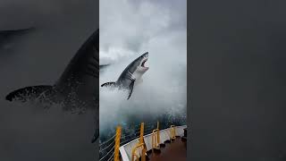 World Big shark Jumping in cruship 😯 #shark #worldbigshark #sharkattack #shorts #rashed
