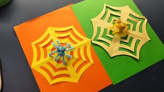 How to make a spider web  كيفية صناعة العنكبوت وشبكة العنكبوت