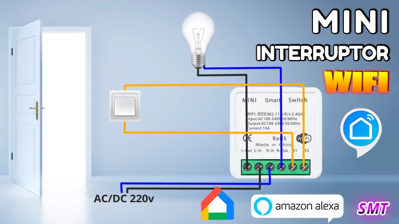 Interruptor WiFi inteligente, interruptor de pantalla táctil WiFi de un  solo círculo para Google 2 vías AC 100 a 250V, Smart Life APP Control  remoto