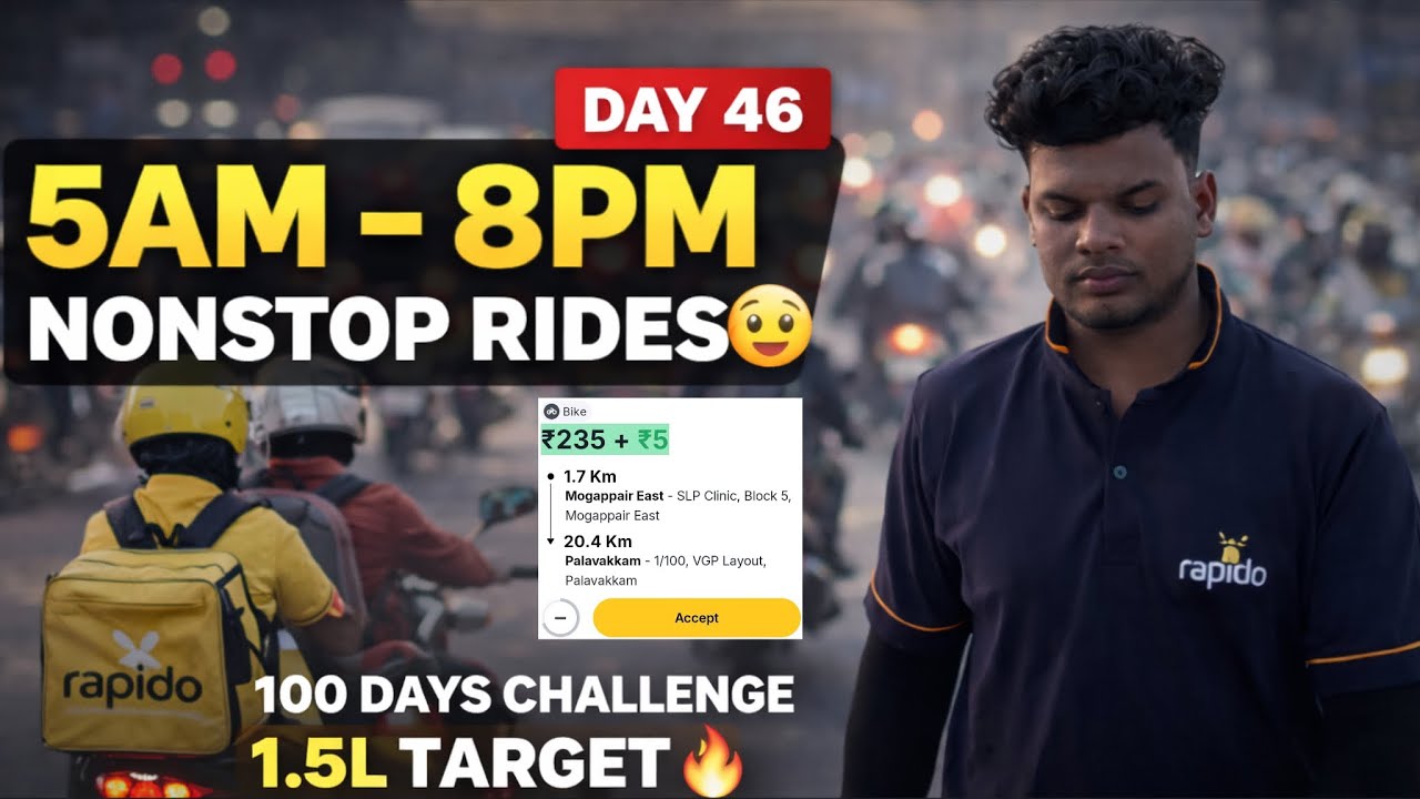 “ 🙋🏻‍♂️Morning, 05:AM to 08:PM Rapido Rides 🔥 | Full Day Bike Taxi Life | Day 46”#dailyvlog 