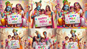 Viral Krishna Holi full family New Instagram TRENDING AI Photo Editing | Holi 3d AI Image |