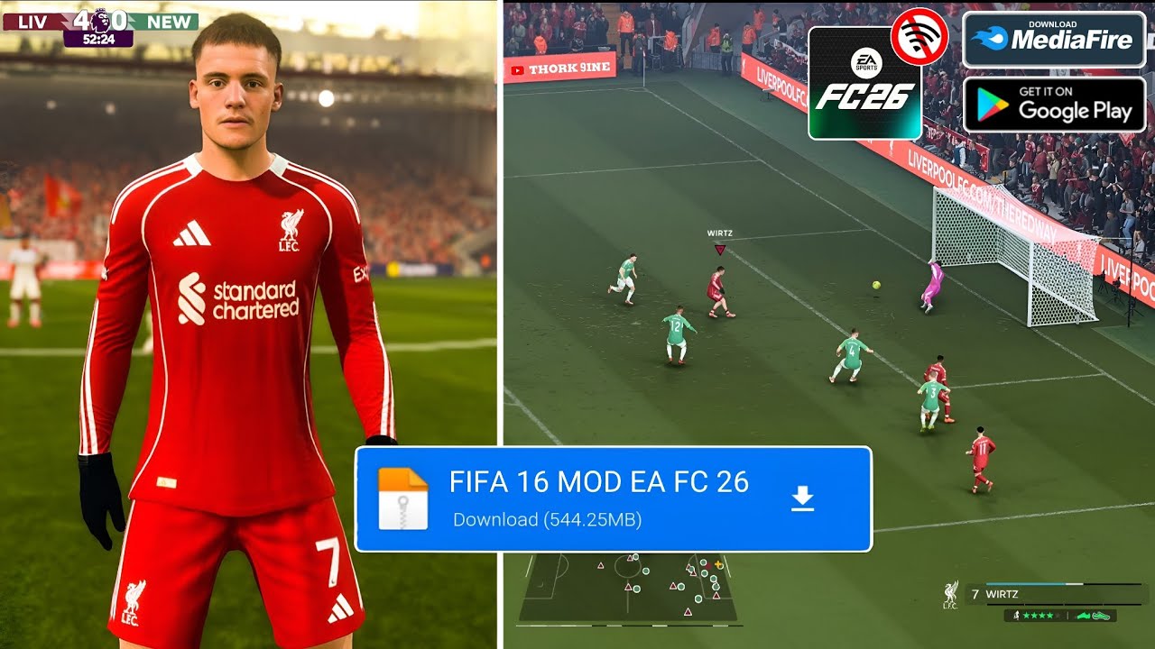 Update! FIFA 16 MOD FC 26 Android Offline | Career Mode FULL FACES & KITS New Update Transfer 25/26