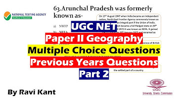 Part 2 || NTA UGC NET || Geography || Previous Years Paper || 2007