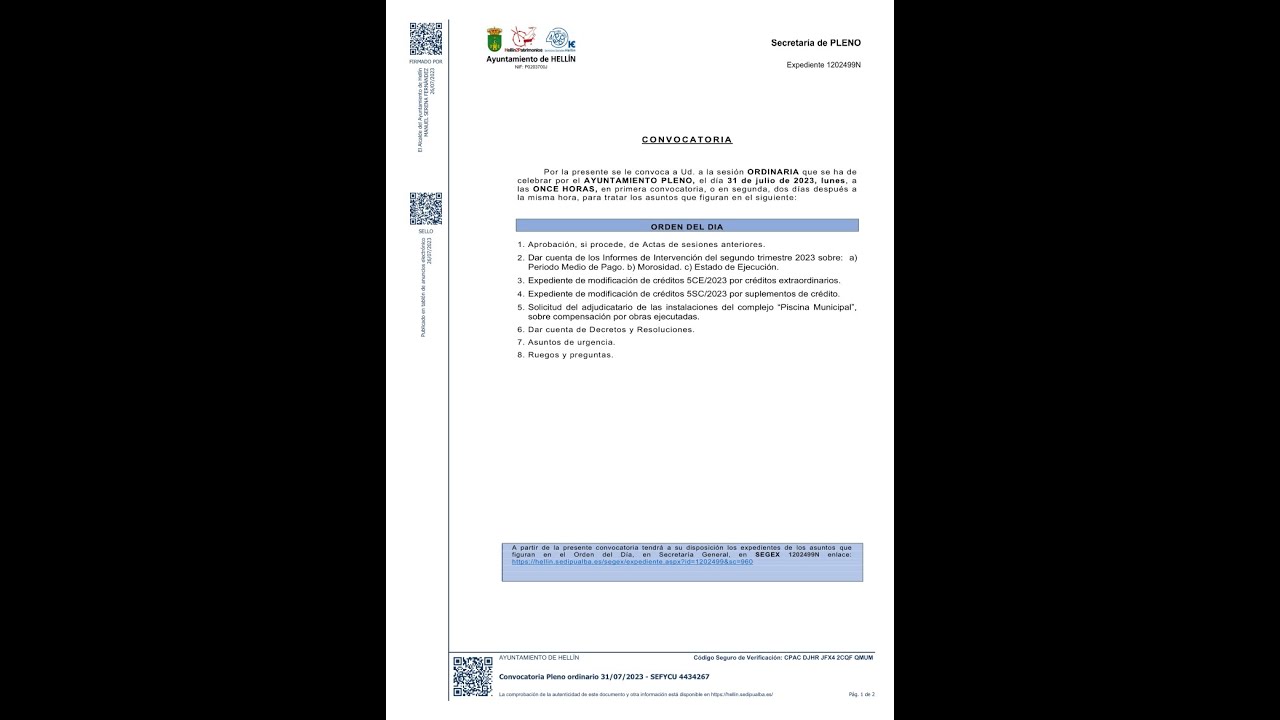 Pleno extraordinario 17 de noviembre de 2025