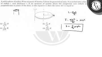 A solid sphere of radius \( R \) has moment of inertia \( I \) about its geometrical axis. It is...