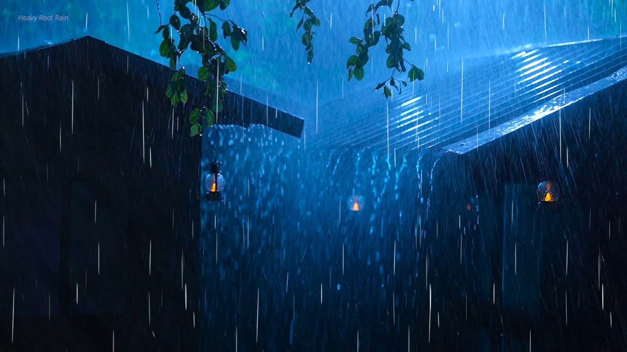 🔴 Сильный дождь на жестяной крыше для сна 24/7, мгновенно засыпайте под звуки дождя и грома ночью