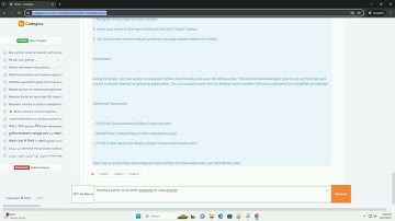Running a python script within wordpress by using pyscript