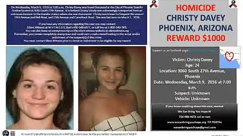 HOMICIDE CHRISTY DAVEY PHOENIX, ARIZONA REWARD $10...
