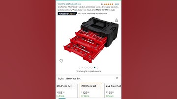46 % off Craftsman Mechanic Tool Set, 230 Piece with 3 Drawers, Sockets, Extension Bars, Wrenches