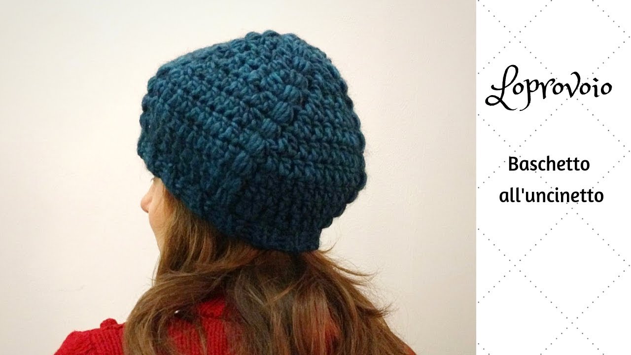 Baschetto a punto puff all'uncinetto
