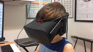 5yr old piano practice through VR HEADSET : Oculus Rift using BIGSCREEN app screenshot 1