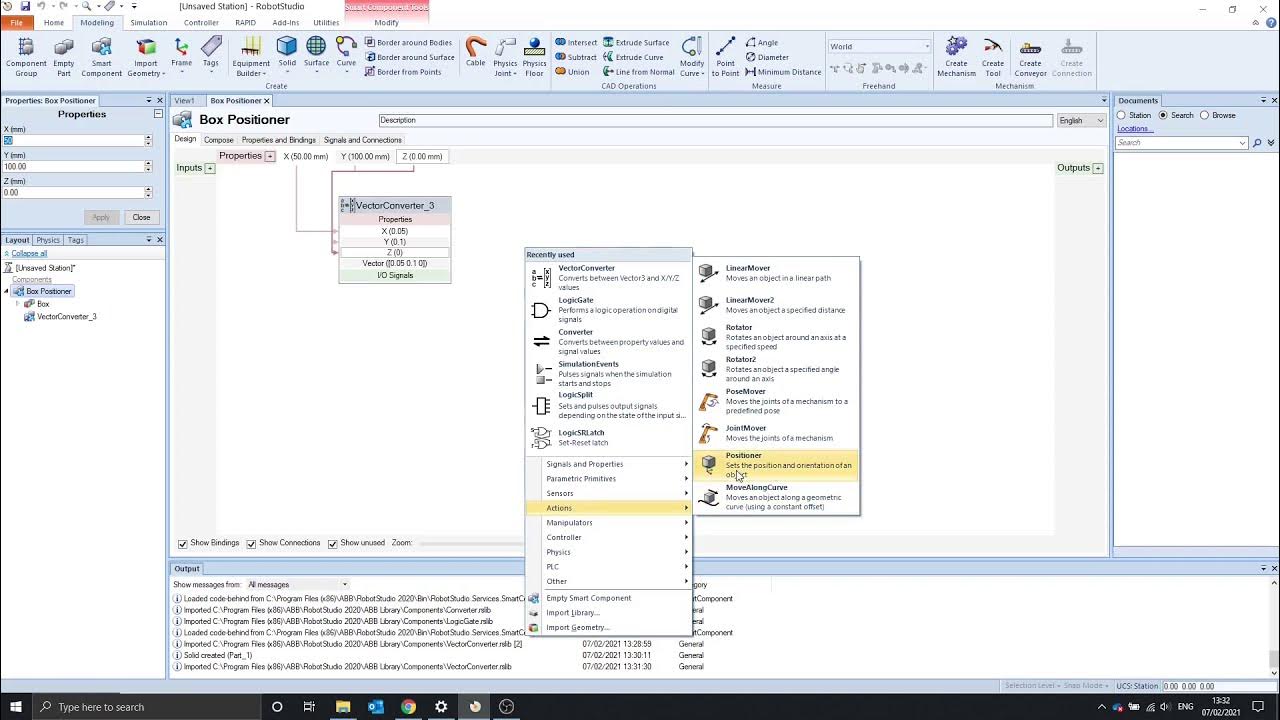 RobotStudio Smart Components 2 Logic Split, LogicSRLatch, Vector