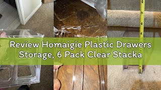 Review Homaigie Plastic Drawers Storage, 6 Pack Clear Stackable Storage Drawers, Acrylic Storage Bin