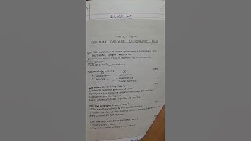 question paper of geography  1st unit test of class 7th