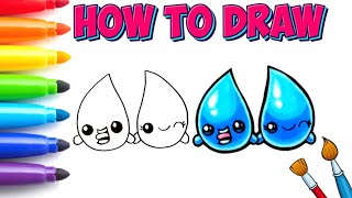Details How To Draw Spring Raindrops 🌧Friends || Easy Drawings Step By Step || Magical Rainbow Colors 🌈 Guide
