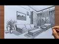 How to draw a living room in 2point perspective