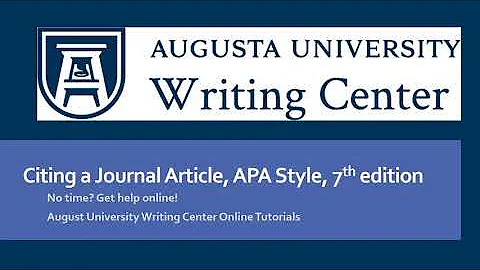How to Cite a Journal Article in APA 7