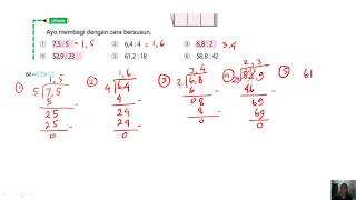 Ayo membagi dengan cara bersusun, ①　7,5 : 5 ②　6,4 : 4 ③　6,8 : 2④　52,9 : 23 ⑤　61,2 : 18 ⑥　58,8 : 42