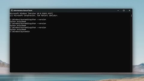 Python Bulunamadı hatası  belkide iki python yüklü olmasıdır  python --version