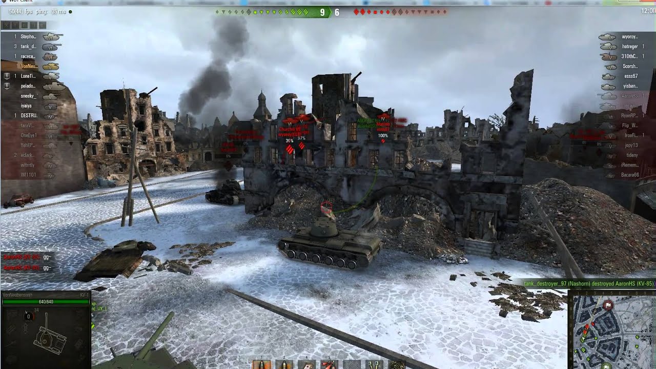 KV-1 3 Kills on Winter Ruinberg map of World of Tanks