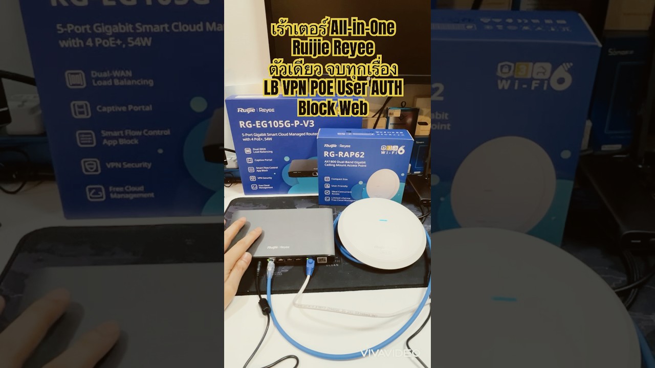 เร้าเตอร์ All-in-One Ruijie Reyee EG105G ครบทุกฟังก์ชัน LB VPN POE AUTH USER Block ใช้งานผ่านมือถือ