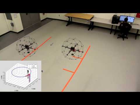Qball-X4 UAVs performing Leader-Follower formation