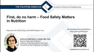 PAASE Webinars: First, Do No harm – Food Safety Matters in Nutrition