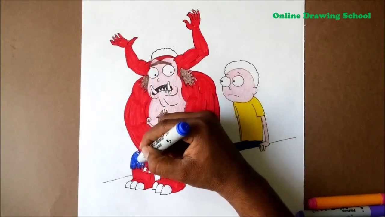 How To Draw Rick And Morty Monster K Speak Youtube