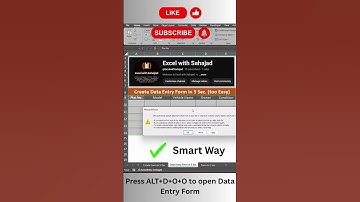 Data Entry Form Creation in 5 Seconds #viral #newmethod #tredning #smartwork #excelmastery #excel