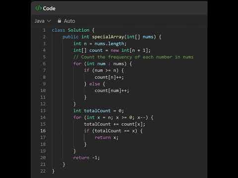 1608 Special Array With X Elements Greater Than or Equal X