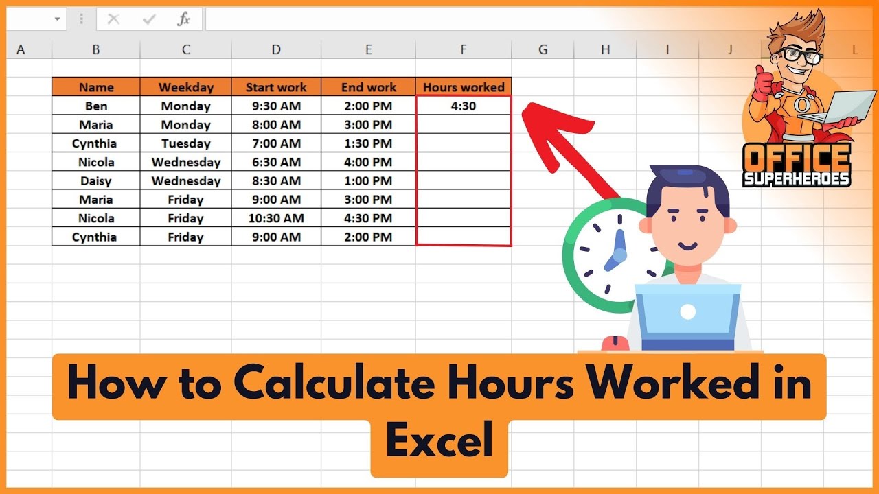 How to Calculate Hours Worked in Excel - YouTube