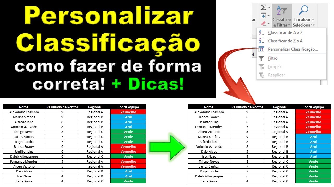 Como classificar as informações no excel de forma correta