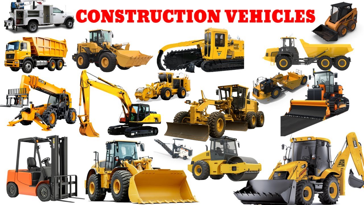 Learn Construction Vehicle Names for Kids | Construction Vehicles Name ...
