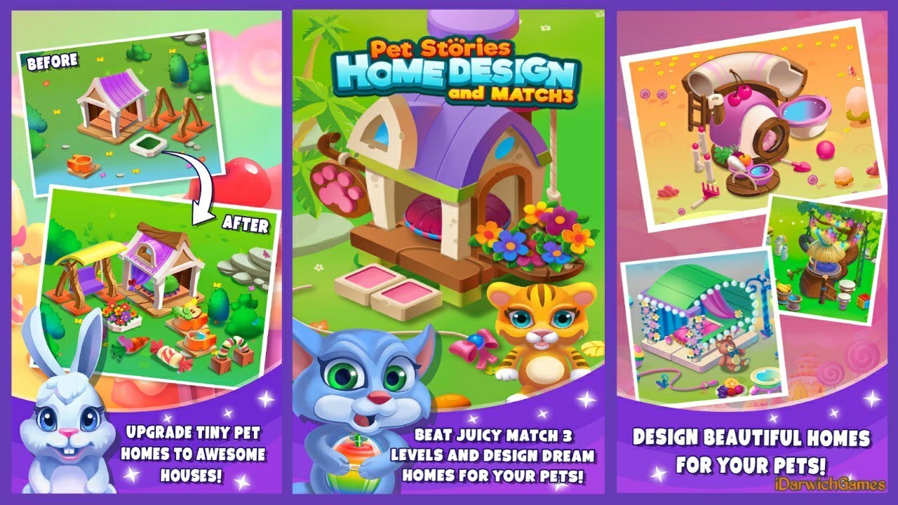 Pet Stories Home Design And Match3 Gameplay Trailer Ios Android Youtube