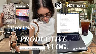 *ai controls* productive VLOG | packed schedule, 5 am (ish) morning, mic'd workout, work blocks, etc