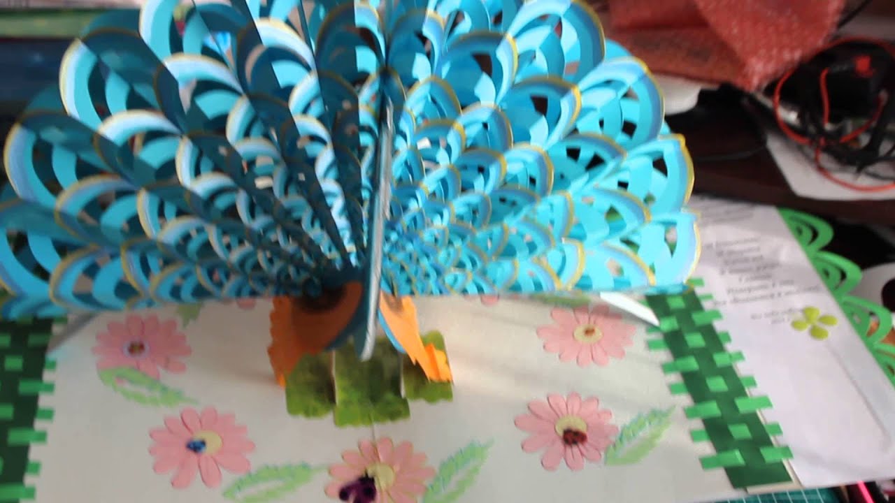 Peacock pop-up card - YouTube