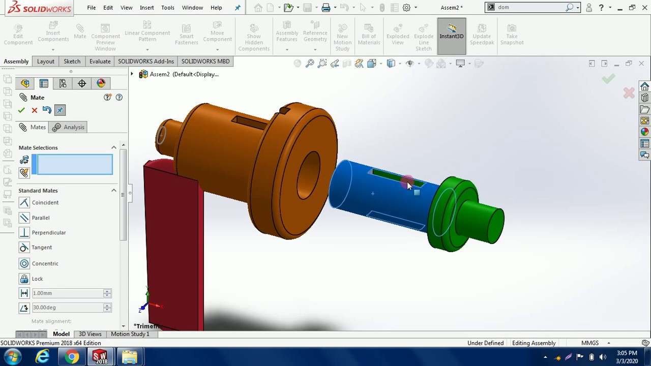 Cotter Joint Assembly in SolidworksMachine DesignSolidworks assembly