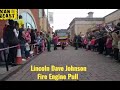 Charity fire engine strongman pull  lincoln city centre  man beast strongman dave johnson