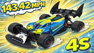143.42MPH on 4s with a plastic chassis 1/8th Typhon, Oynx Phat Packs for the Win 🏆 #arrma