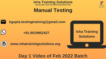 Manual Testing  Day 1 on 22nd Feb 2022. Pls call or whatsapp us on +91-8019952427 to enroll