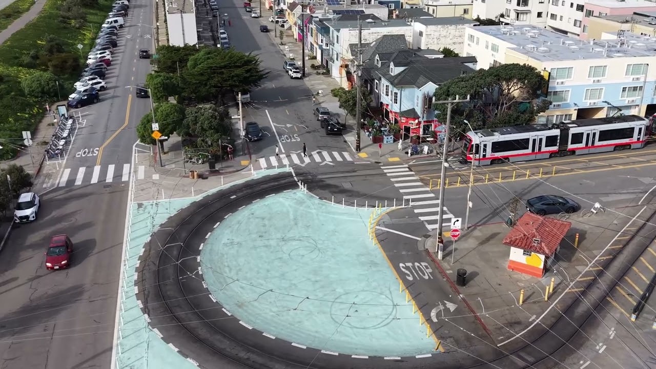 SF’s N-Judah Line at Ocean Beach from above