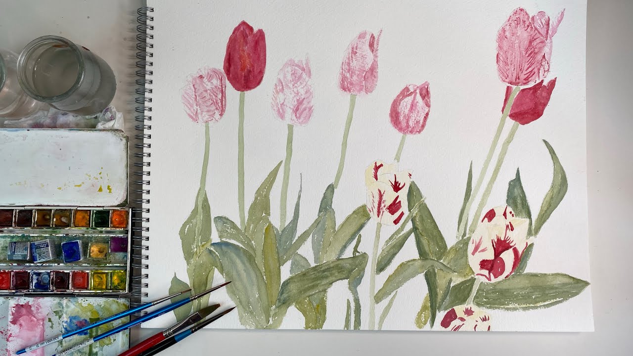 How to Paint Tulips in Watercolour - YouTube