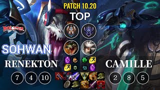 KT SoHwan Renekton vs Camille Top - KR Patch 10.20