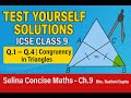 ICSE Class 9 Maths | Test Yourself Q1–4 Solutions | Selina Concise Chapter 9 |Triangles &amp; Congruency